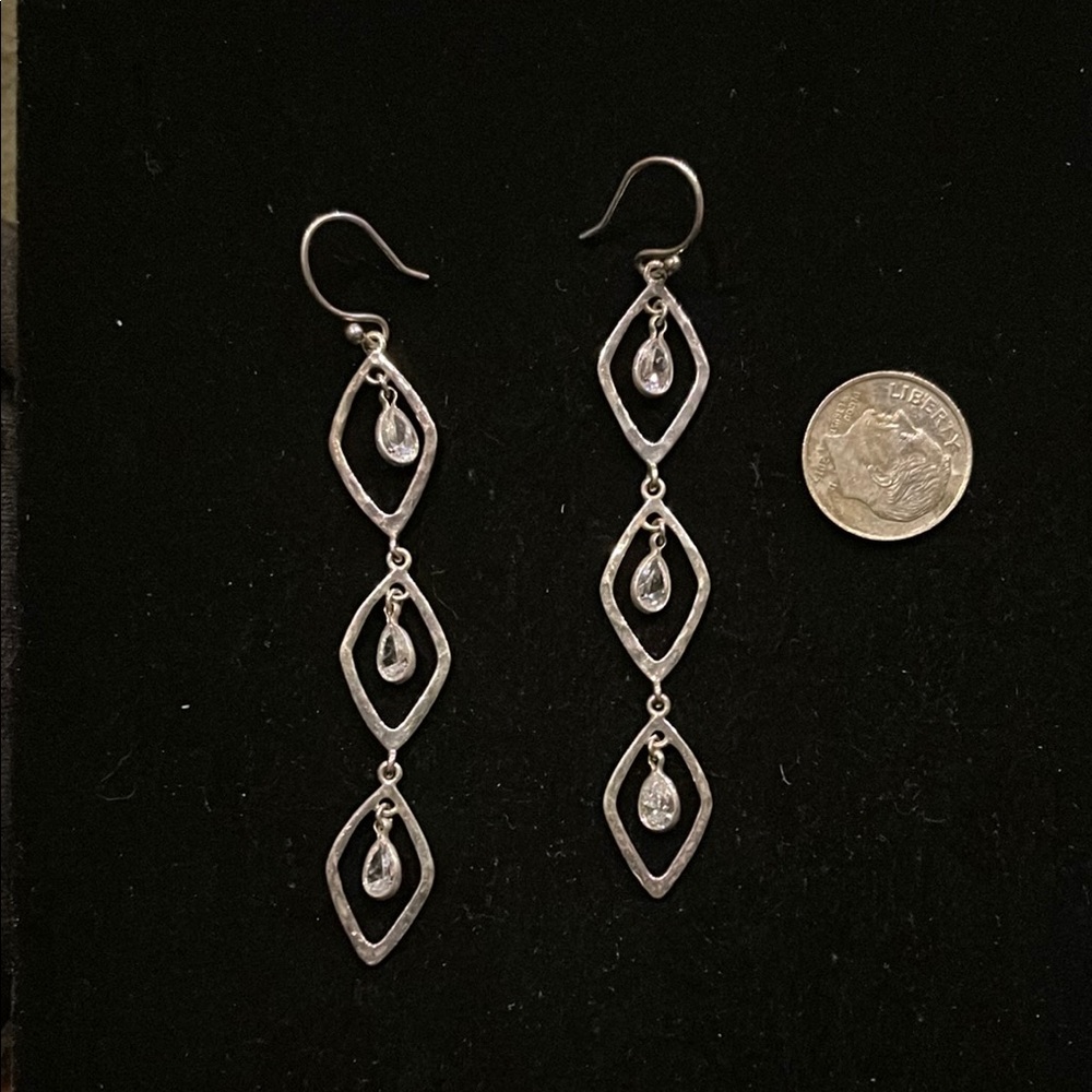 Silpada Sterling Silver Dangle Earrings with Clear Crystal Accents